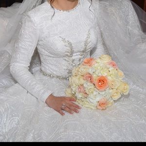 Amalia Cararra Long sleeve white wedding dress